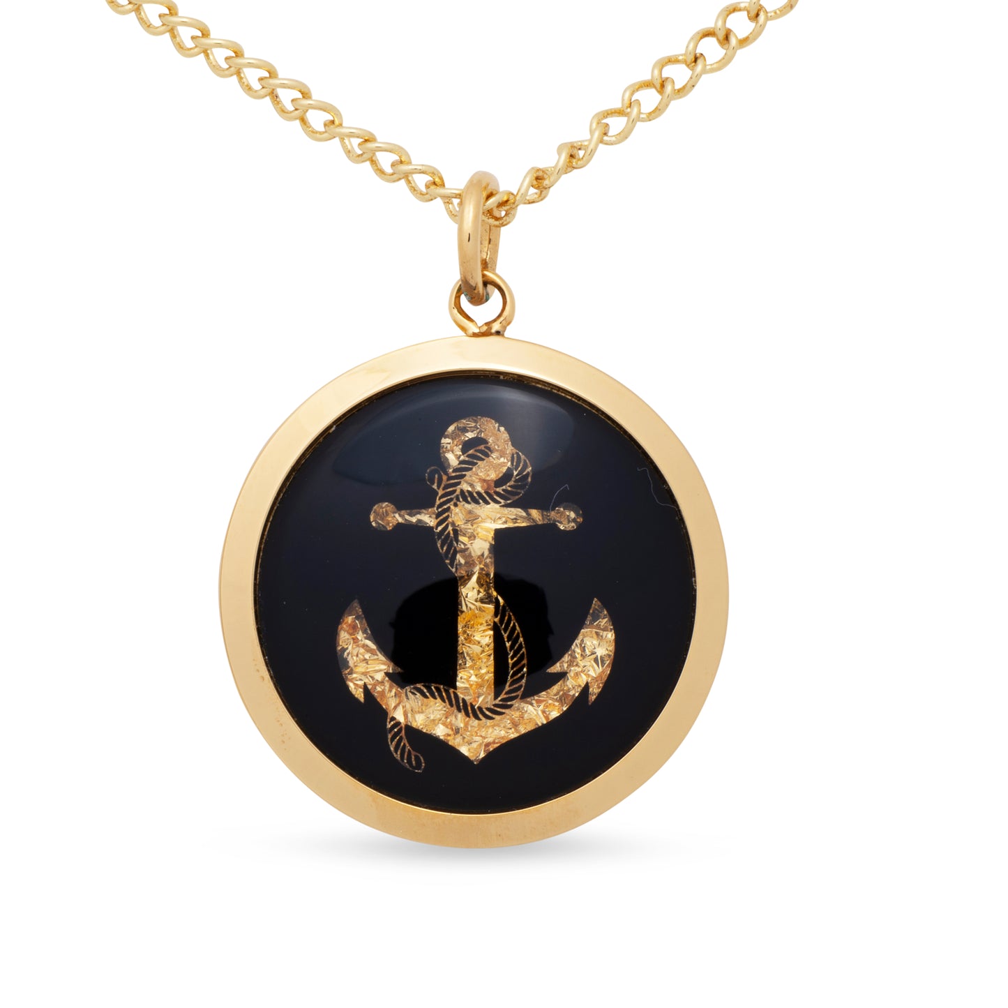 Anchor Black Gold Leaf Pendant