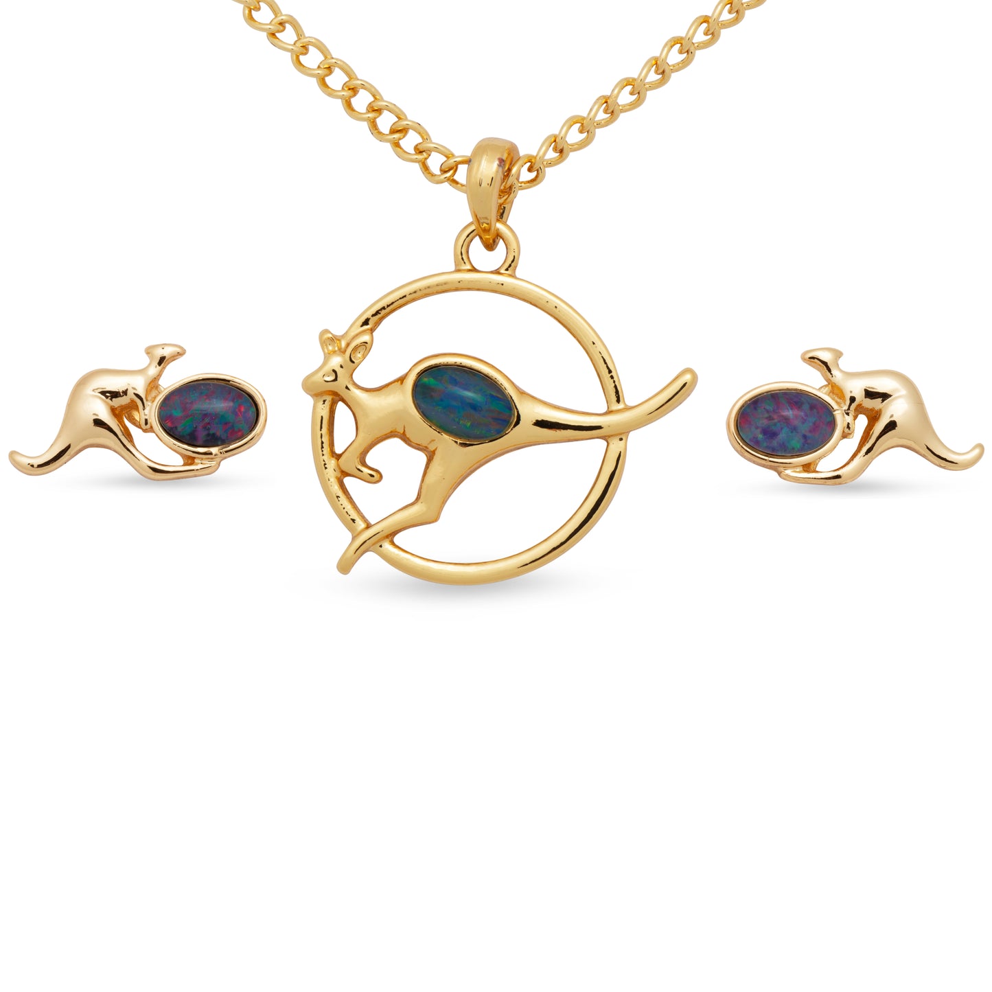 Kangaroo Round Gold Opal Set