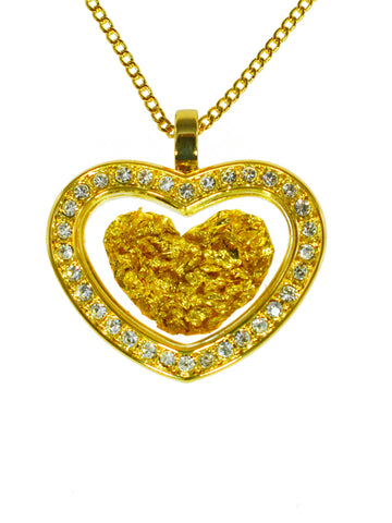 Gold Crystal Heart Pendant