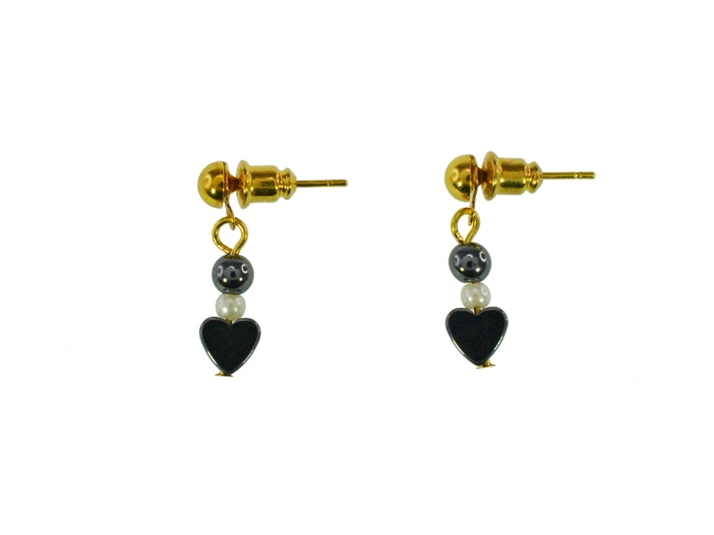 Iron Ore Heart Pearl Drop Earring