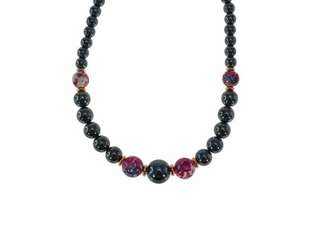Iron Ore with Plum Beads Necklace