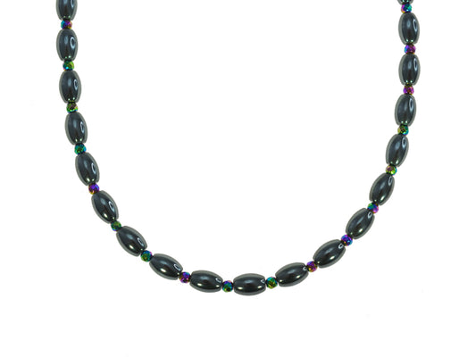 IRON ORE LGE RICE BEAD NECKLACE