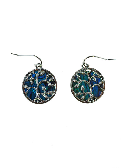 Paua Shell Round Drop Earrings