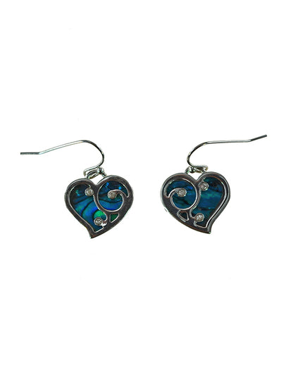 Paua Shell Heart Earrings