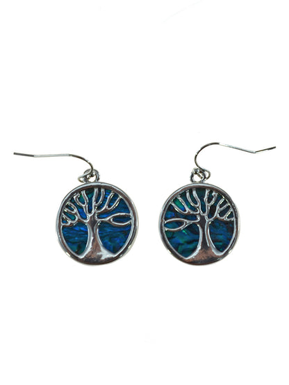 Paua Shell Tree of Life Earrings