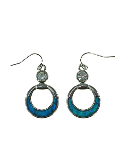 Paua Shell Diamante Drop Earrings