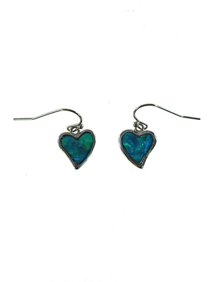 Paua Shell Heart Drop Earrings