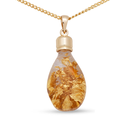 Glass Gold Flat Bottle Pendant