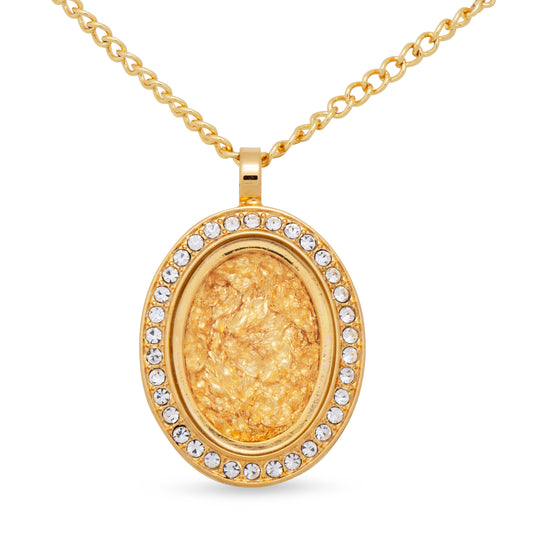 Gold Glass Pendant Diamente Oval