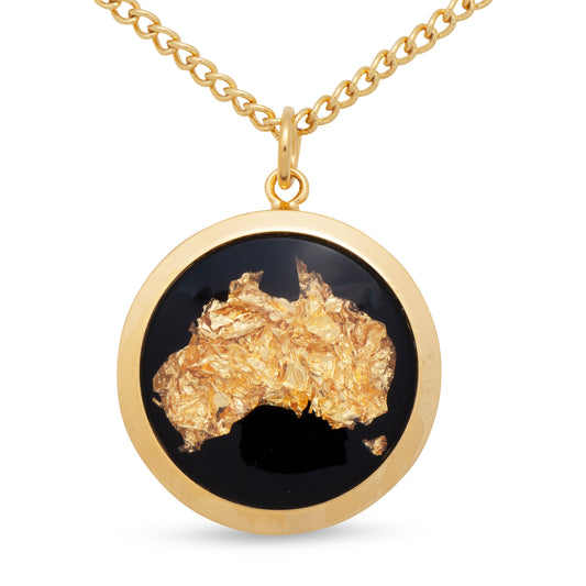 Gold Large Round Australia Map