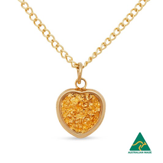 Ebony Petite Gold Leaf Heart Pendant