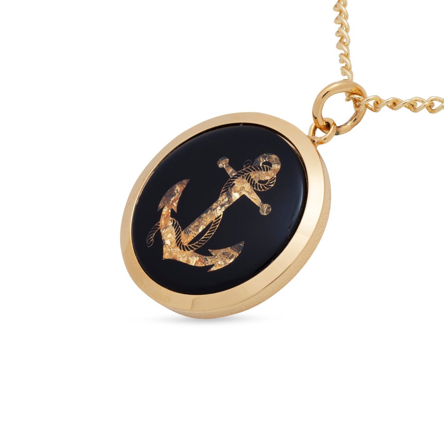 Anchor Black Gold Leaf Pendant
