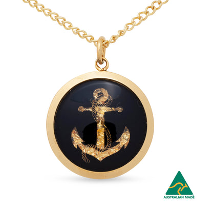 Anchor Black Gold Leaf Pendant