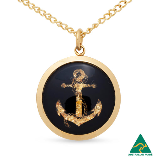 Anchor Black Gold Leaf Pendant