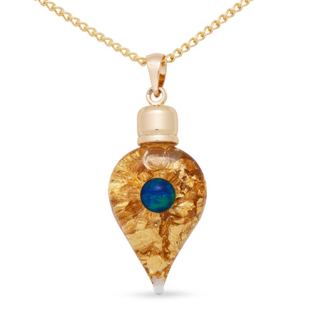 Glass Gold Pendant With Opal