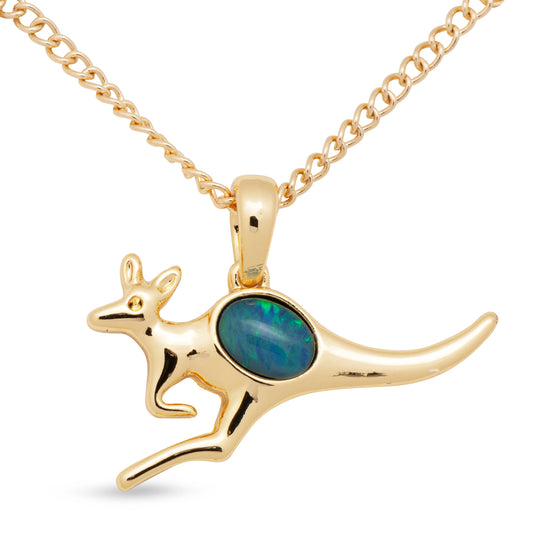 Opal Triplet Kangaroo Pendant Boxed