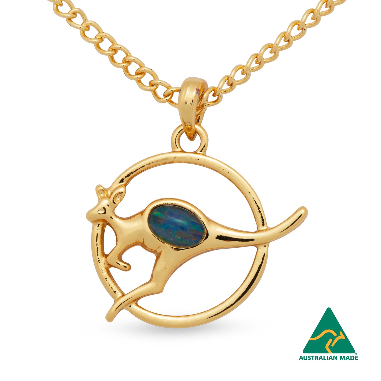Opal Triplet Kangaroo Pendant Boxed