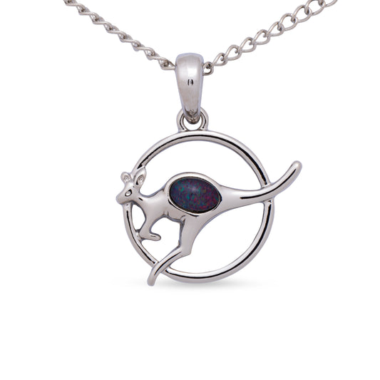 Opal Triplet Kangaroo Pendant Boxed