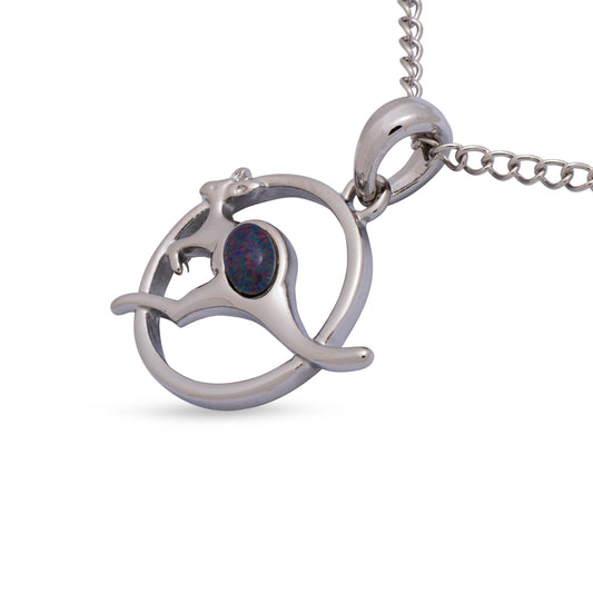 Kangaroo Silver Round Opal Pendant