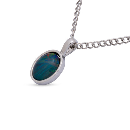 Margot Large Silver Opal Pendant