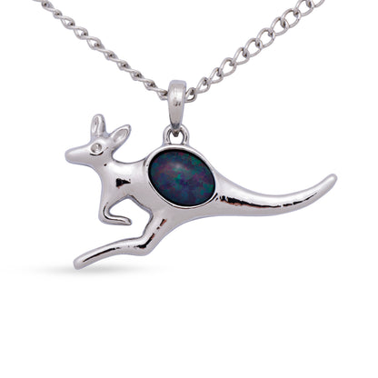 Kangaroo Silver Opal Pendant