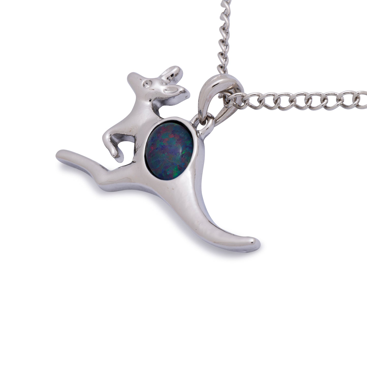 Kangaroo Silver Opal Pendant