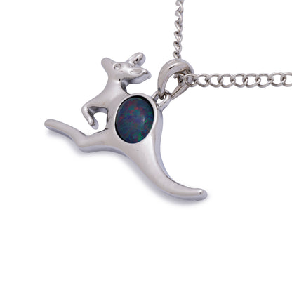 Kangaroo Silver Opal Pendant