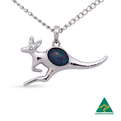 Kangaroo Silver Opal Pendant