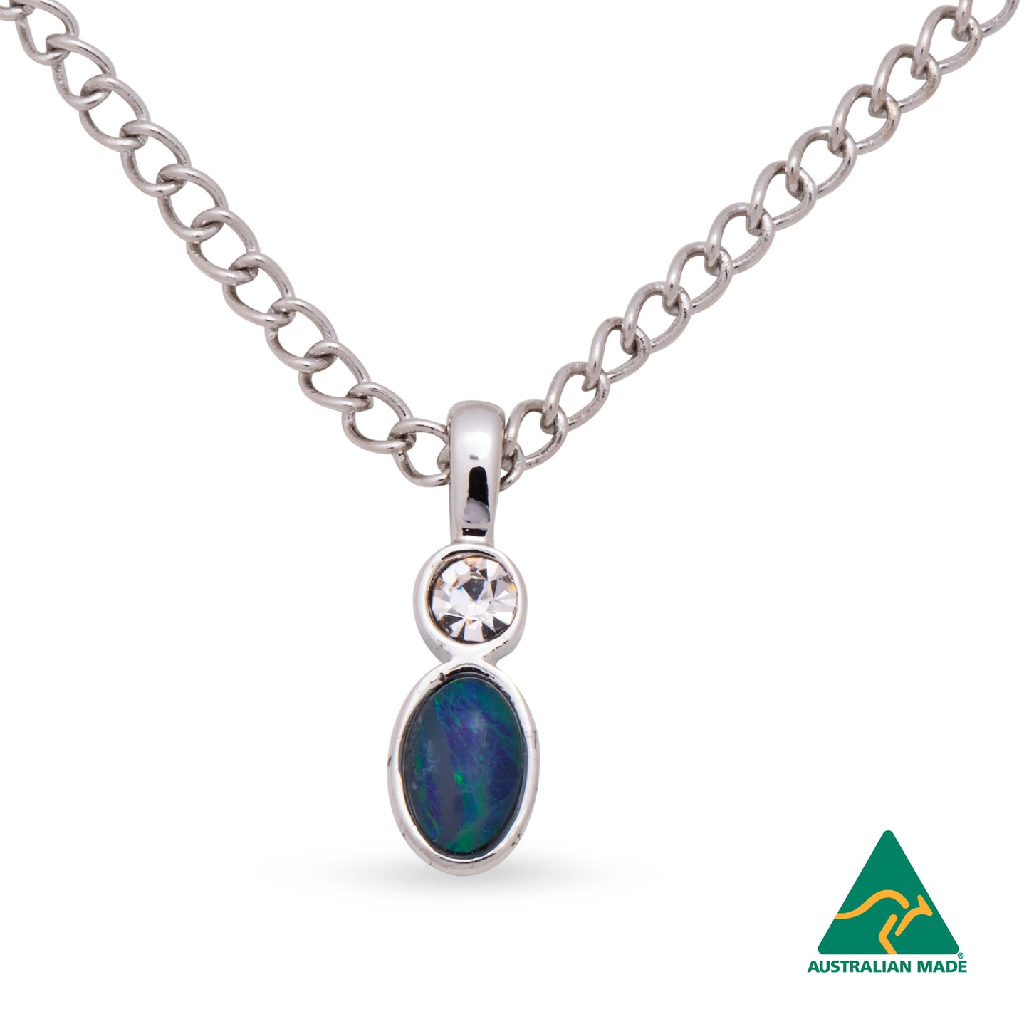 Nicole Silver Petite Diamante Opal Pendant