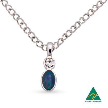 Nicole Silver Petite Diamante Opal Pendant