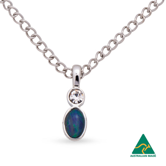 Nicole Silver Petite Diamante Opal Pendant