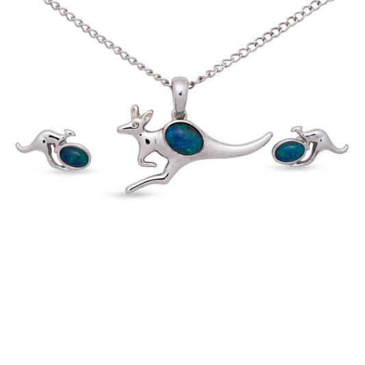 Kangaroo Silver Opal Set