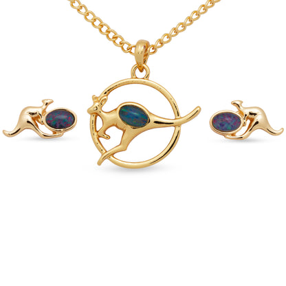 Kangaroo Round Gold Opal Set
