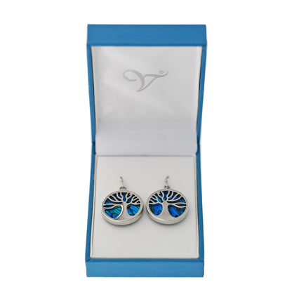 Paua Shell Tree of Life Earrings