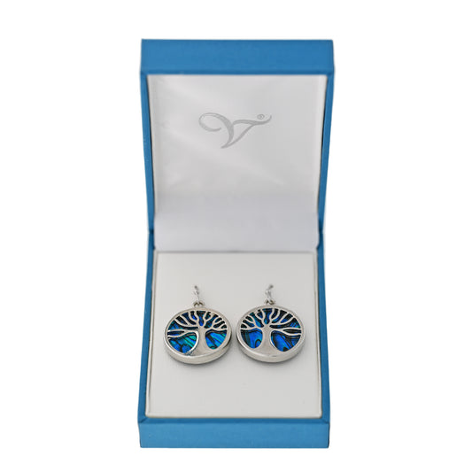 Paua Shell Tree of Life Earrings