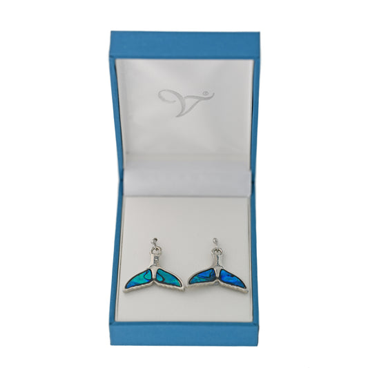 Paua Shell Whale Tail Earrings