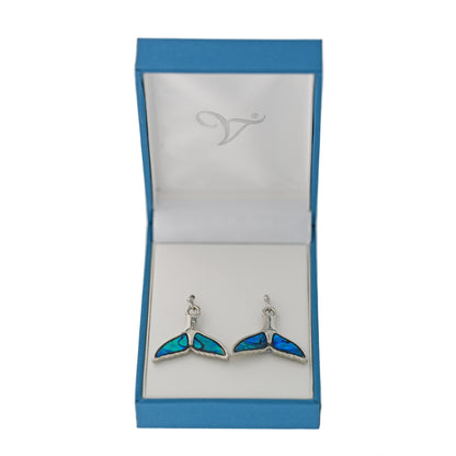 Paua Shell Whale Tail Earrings