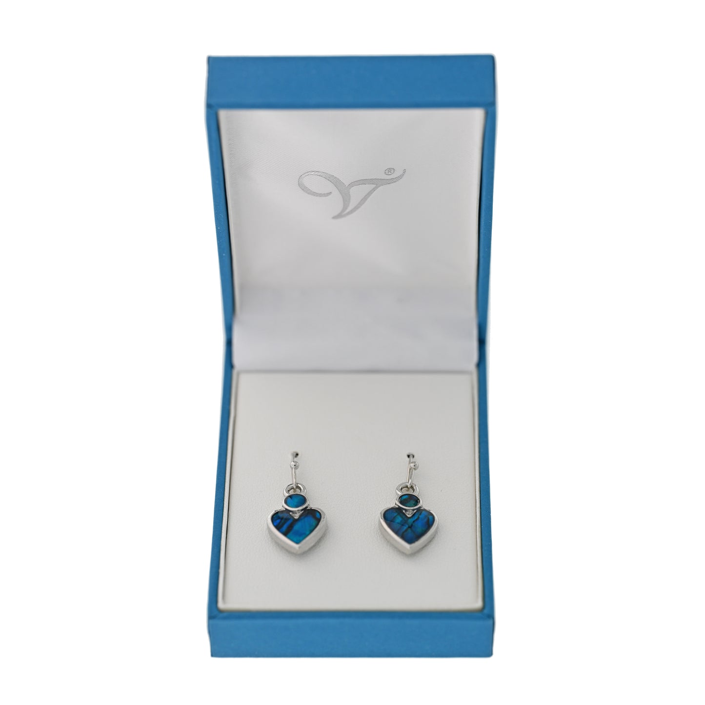 Paua Shell Heart Drop Earrings