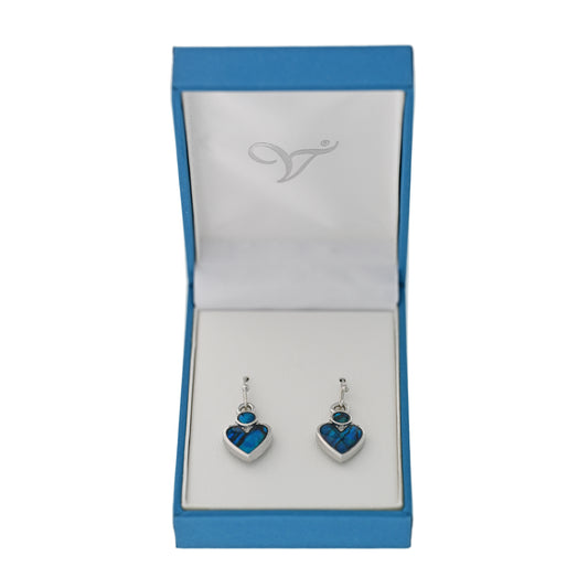 Paua Shell Heart Drop Earrings