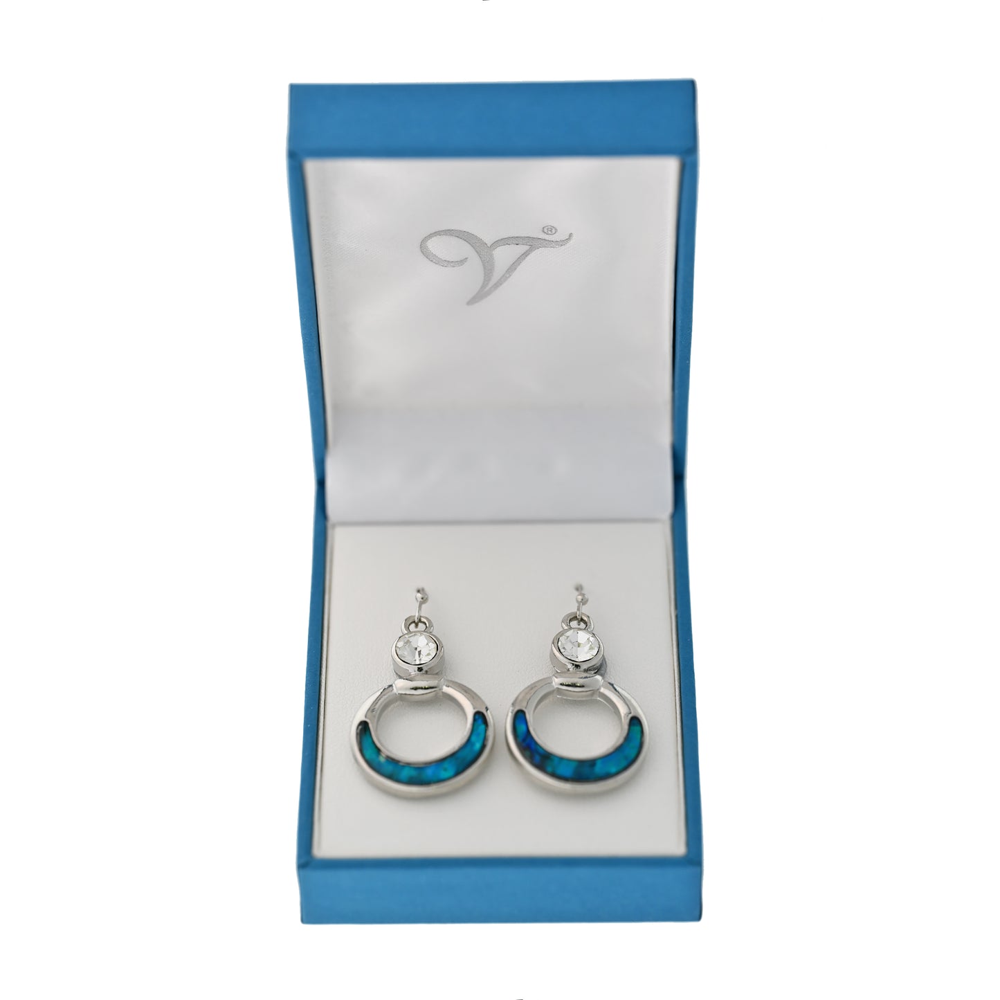 Paua Shell Diamante Drop Earrings
