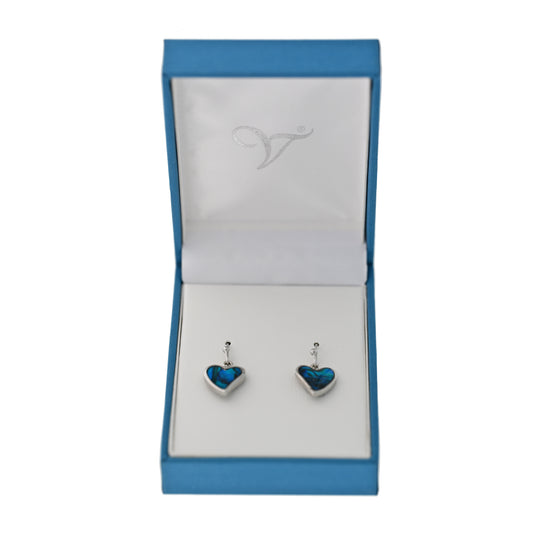 Paua Shell Heart Drop Earrings