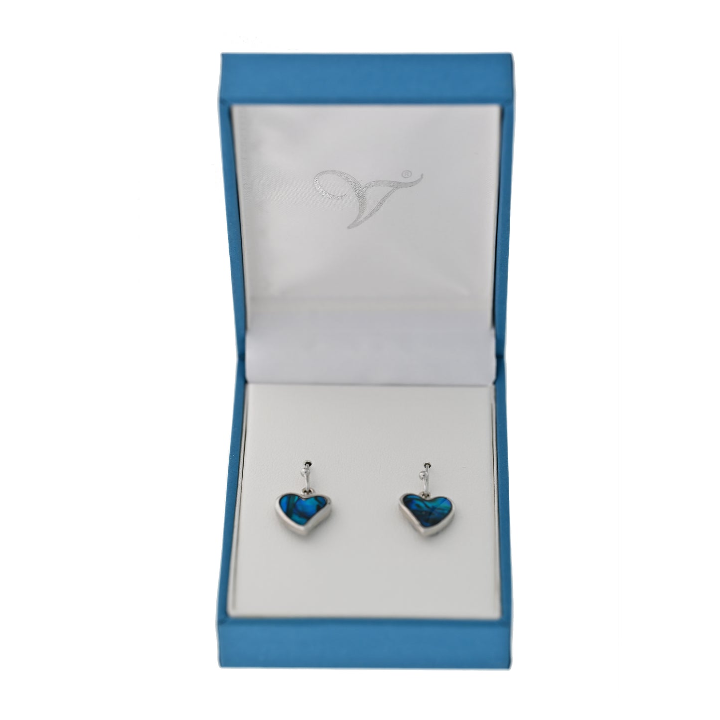 Paua Shell Heart Drop Earrings