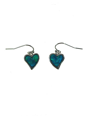 Paua Shell Heart Earrings