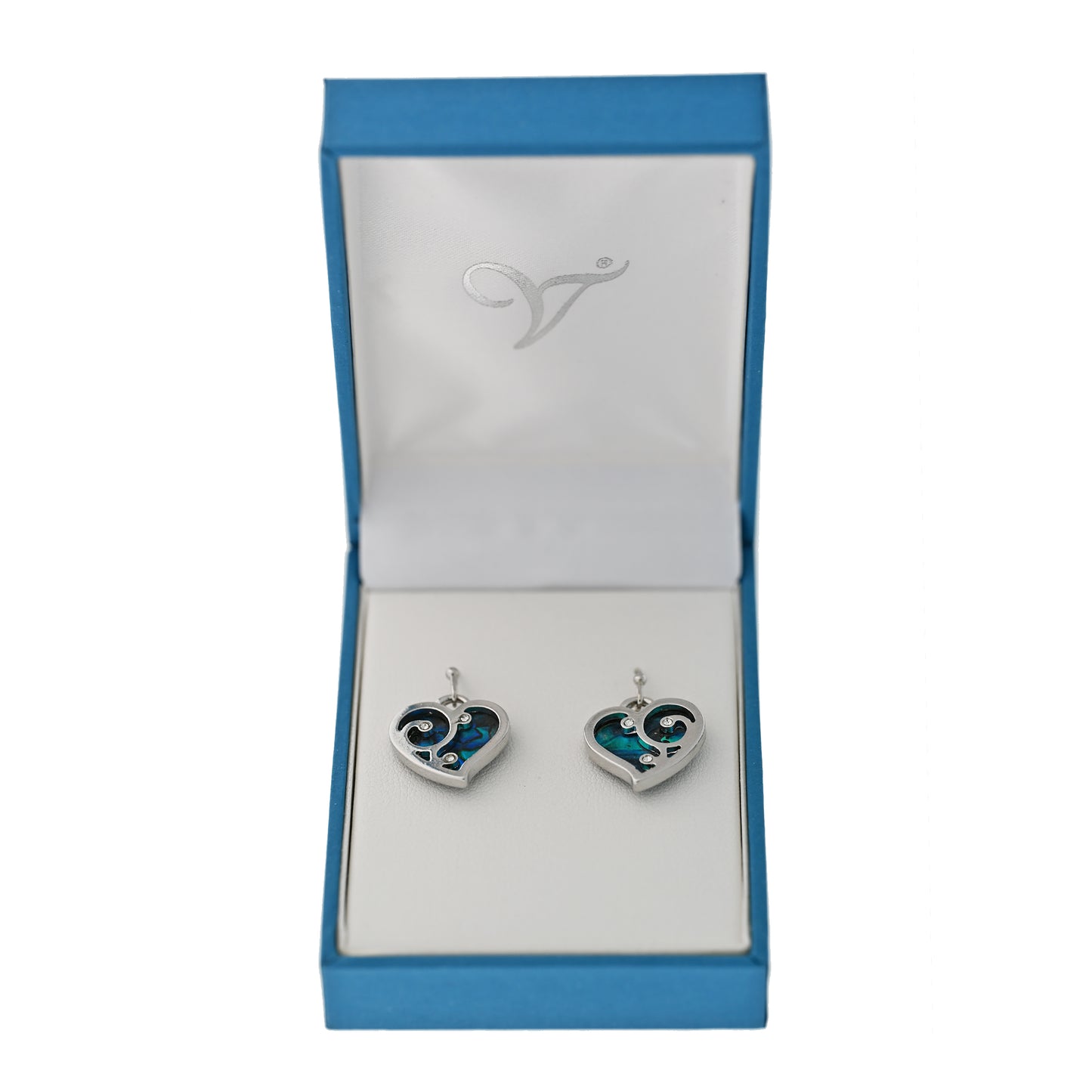 Paua Shell Heart Drop Earrings
