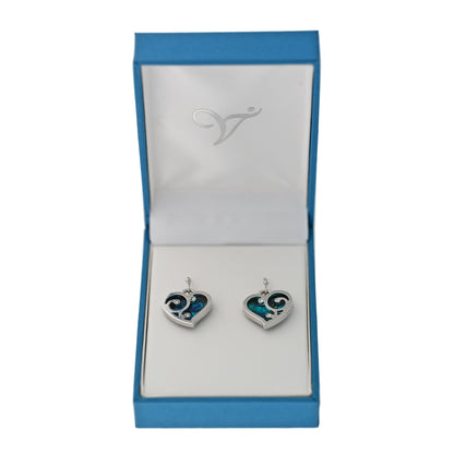Paua Shell Heart Drop Earrings