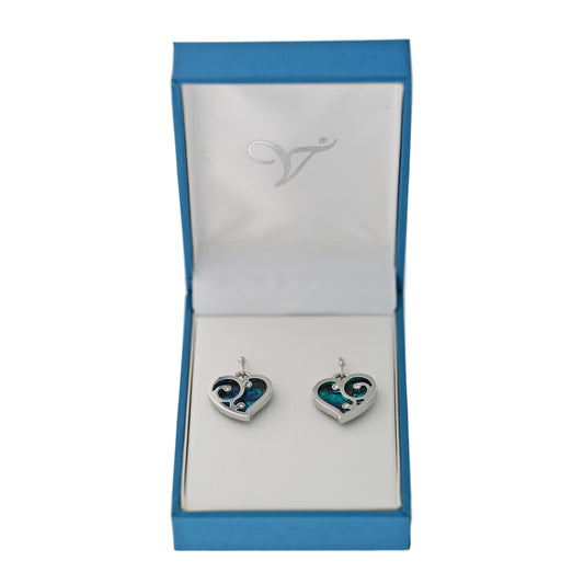 Paua Shell Heart Drop Earrings