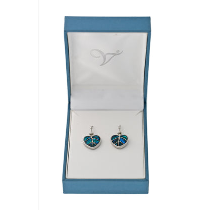 Paua Shell Heart Drop Earrings