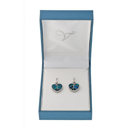 Paua Shell Heart Drop Earrings