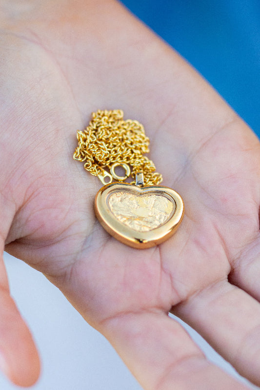 Ebony Small Gold Leaf Heart Pendant