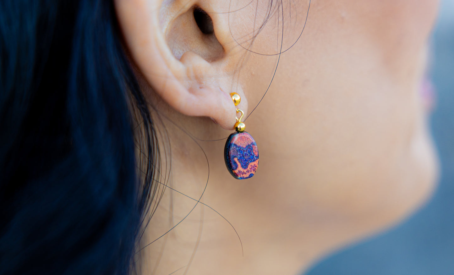 Iron Ore Earrings Oval